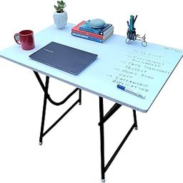 Urbain Home Folding Study Table, Multipurpose Foldable and Portable Computer Desk, Big Size White Board Laptop and Home Office Desk, 2 Seater Folding Dinning Table (Glossy White)-image-1