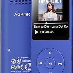 AGPTEK A02 MP3 Player with Bluetooth 5.3, 1.8 inch Screen Portable Music Player with Speaker, FM Radio, Voice Recorder, Supports Expanded Up to 128GB(Blue, 64GB)-2