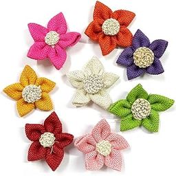 ADIKALA Handmade Jute Flower for Wedding Decoration, Festive Decorations, Gift Pack Decoration & Floral DIY Art & Craft Making 7X7CM (10, Multi Color)-image-49