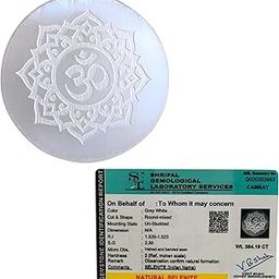 FENGSHUI AGATE Selenite Charging Plate Engraved Ohm Symbol 3 to 4 Inch Used for Reiki Healing, Meditation, Home Decore, Pooja, Menifest and Fengshui Crystal., Religious-image-9