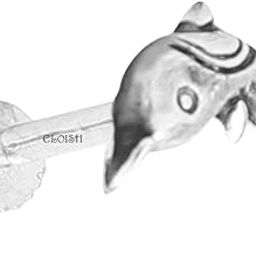 92.5 Sterling Silver Dolphin Design Nose Pin for Women. Cute Fish Design 92.5% Pure Silver Nose Pin for Girls in Oxidised Silver (SILVER ORNAMENTS : 0.100 GRAMS)-32
