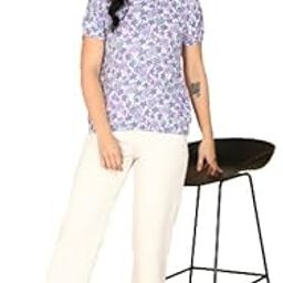 Made in Stylish & Casual Office wear top Shirt Floral Balloon Half Sleeve top Loose fit Tshirt Tops Floral Print Cotton Tops Cotton Night Suit Set & co-ARDS Set for Womens-image-6