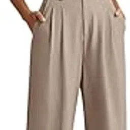 kotty Womens Solid Straight fit Pleated Front Office Wear Pant-picture-2