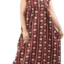 Women Stylish | All Over Printed | Pure Cotton | Color Guaranteed | Free Size | Round Neck or V Neck Short Sleeve Maxi Nighty/Nightdress for Regular use-image-38