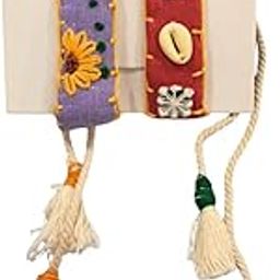 Traditional Rakhi Set, Indian Embroidered Design with Sunflower and Mirror Work, Cotton-Jute Base, Pack of 2-image-62