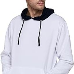 SXV Solid COLOURBLOCKED Sweatshirt Hoodie for Men & Women (White.Black)-49