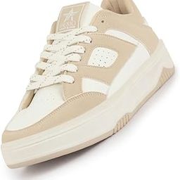 Women Colorblocked Low Top Casual Shoes | Classic Lace-up Dress Sneakers | Memory Cushioned Insole-image-0