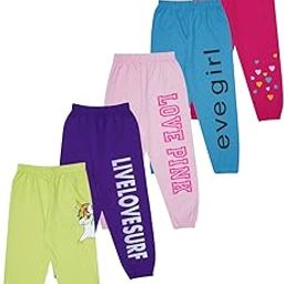 KYDA KIDS® 100% Cotton Printed Track Pant for Boys and Girls - Cuffed Angle and Loose Fit Pants for Girls (Pack of 5)-picture-25