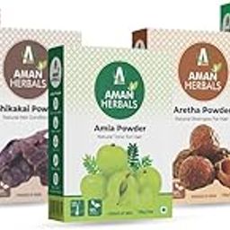 AMAN HERBALS - Amla, Aretha, Bhringraj, Shikakai & Hibiscus Powder | Combo Pack 500gm for Hair Care, Wash, Healthy Scalp, Nourishment, Mask, Helps to Control Dandruff, Hairfall | Natural Cleanser-19