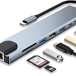 iovi USB C HUB, 8 in 1 USB C Adapter with 4K HDMI, 100W PD, USB C Port, USB 3.0, RJ45 Ethernet, SD/TF Card Reader, Docking Station Compatible with MacBook Pro/Air USB C Laptops-image-70