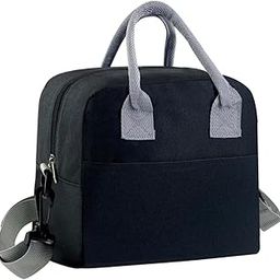 DA Insulated Lunch Bag with Detachable Strap, Lunch Bag for Women & Men, Light Travel Sling Bag, Thermal Food Bag Tote with Side Pocket, Durable & Easy to Carry for Office, School, Outdoor (Black)-image-52