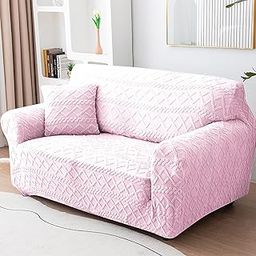 House of Quirk Universal Thick 280 GSM Jacquard Sofa Cover for Flexible Stretch (Pink, Two Seater 145-185CM)-picture-21