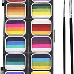 UJEAVETTE® Face Body Paint Kit 12 Water Based Paints For Festival Performances Washable-image-38