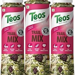 Teos Trail Mix 6 in 1 Roasted and Salted (Almonds, Cranberry, Mix Seeds & Dried Pineapple) Pack of 2 - 260 GMS | Dietary Fiber | High Protein-image-48