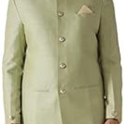 Men's Jodhpuri Bandhgala, Green Cotton Blend, Self Design Regular Fit Mandarin Collar Long Sleeves-picture-12