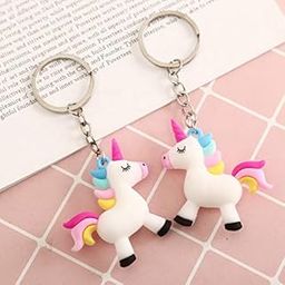 Silicone Cute Unicorn Keychain Key Ring Holders Keychain & Bag Charm | Mix Charms Keychain | For Unicorn Lovers | Ideal For Girls Return Gifts- Pack Of 2, White-picture-50