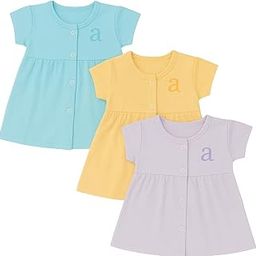 ANGAAKAR Baby Girls Half Sleeves Cotton Frock Regular Wear Knee Length Midi Dress for Girls Clothes Pack of 3-image-8