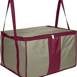 Kuber Industries Storage Bag | Rexine Travel Storage Organizer | Foldable Underbed Storage Bag | Zipper Storage Bag For Clothes with Handle | Extra Large | Beige-picture-20
