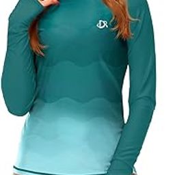 Womens Gradient Rash Guard UPF 50+ Swim Shirts Surfing Top with Thumb Hole-image-95