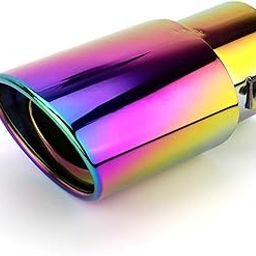 AutoBizarre Stainless Steel Burnt Blue Holographic Blue Oval Shaped Pipe Car Exhaust Tail Muffler Tip Car End Pipe Tail Exhaust Show Pipe Universal for All Cars (Multicolor Oval Pipe Straight)-image-14