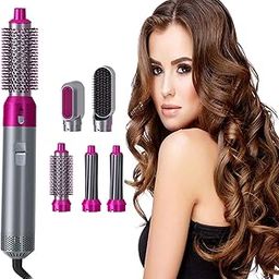 SHREVI Hot Air Brush 5 In 1 Multifunctional Hair Dryer & Volumizer Hair Straightener Rotating Hair Brush Styler Comb Styling Curling Iron Hot Air Style, 1000 Watts-image-121