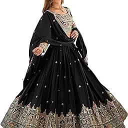 pandadi saree Women's Crape Silk Thread Sequence Work Semi-Stitched Lehenga Choli-picture-13