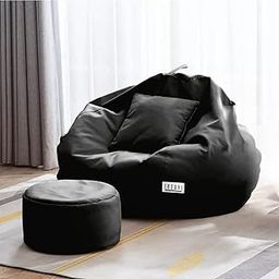 LEXAVI Brand® - Beanbag - Footrest - Coushion with Beans Filled | Ready to Use |Faux Leather, Colour - (XXXXL, Black)-image-47