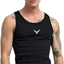 Cotton Blend Flying Arrow Symbol Regular Fit Black Men's Vest-picture-26