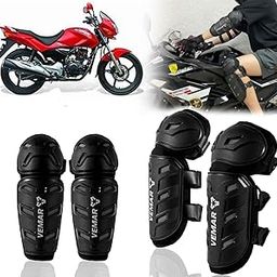 Auto Pearl Motorcycle Knee Shin Guards Elbow Pads, 4 in 1 Monstor Style Knee Shin Safe Protection Armor for Moto Cycling Racing compatible with New CBZ (Black, 4Pcs)-image-66