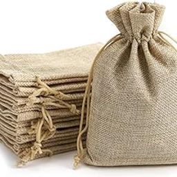 VMPS 10 Pcs (22 cm * 17 cm *) Jute Linen Potlis Burlap Bags Natural Jute Bags Return Gift Potli Bags Shagun Pouches-image-98