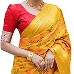 Womens Woven Kanjivaram Silk Blend Saree With Blouse Piece-picture-55