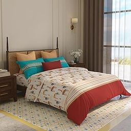 MYTRIDENT Bedsheet for Double Bed, Vasant Collection, 100% Cotton, King Size, Navodaya Red-image-53