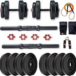 BULLAR Adjustable Dumbbells Set 8 Kg to 20 Kg with Pair of Dumbbell Rods and PVC Weight Plates with Gym Accessories (10 KG)-43