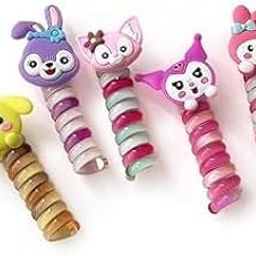 WECROO Cartoon Telewire Spiral Hair Ties Cute Kids Baby Head Accessories for Girls Spring Rubber Bands for Braids Ponytail Maker (Multicolor, Pack of 2)-image-70
