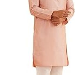 (Since 1958 Men's Silk Blend Striped Pink Kurta & Off-White Churidar Pyjama Set-image-41
