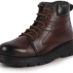 Men Genuine Leather Lace Up Ankle Boots | High Ankle Shoes | Featherlite Memory Cushion Boots | Casual and Work Wear-3