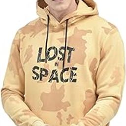 Men's Orange Printed Hooded Sweatshirt-image-36