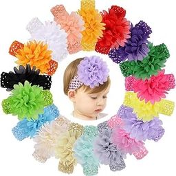 Adornish 4 Pcs Baby Girls Headband Chiffon Flower Soft Stretchy Hair Band Hair Accessories For Baby Girls Newborns Infants Toddlers And Kids (Multicolor)-image-69