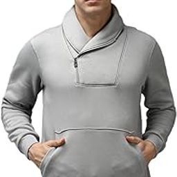 SHOWOFF Men's Double Collar Grey Solid Sweatshirt-EX-2270-1_Grey-image-4