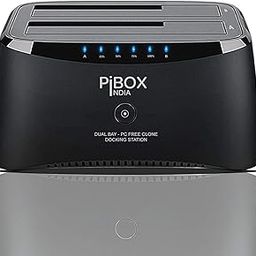 PiBOX India, Dual Bay USB 3.0 to SATA I, II, III Hard Drive Docking Station Upto 12TB for 2.5 or 3.5in HDD, SSD with Hard Drive Duplicator Offline Clone and Auto Sleep and UASP - Top-Loading Design-20