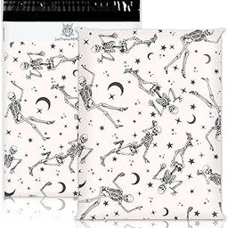 JarThenaAMCS 100Pcs Halloween Poly Mailers 10 x 13 Inch Dancing Skeleton Envelope Mailers Self-Sealing Plastic Packaging Mailing Bags for Small Business Clothing-image-25