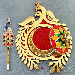 Fancy Sindoor Dani With Tilak Stick for Wedding | Pooja Articles Gifting Kumkum Box - Multi-Purpose Peacock Shape (Sindoor Dibbi)-15