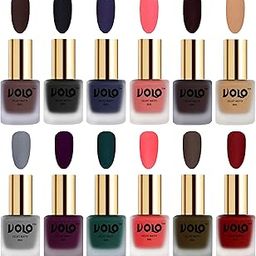 Volo Velvet Dull Matte Bold Colors Nail Polish Combo in Wholesale Rate(Chocolate Brown, Black, Russian Navy Blue, Dark Peach, Dark Wine, Skin Nude, Grey, Light Wine, Tomato Red 96 ml) Pack of 12-image-2