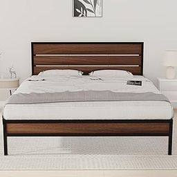Honey Touch® Queen Size Bed | Engineered Wood Headboard & Metal Frame | Folding | No Assembly | Modern Minimalist Design | American Oak | (6.5 x 5 ft)-14