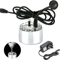 MAKE A WISH® Ultrasonic Mist Maker 12 LED Changing Mist Maker Fogger/Indoor Outdoor Water Fountain Pond Pot/Fog Machine/Atomizer Air Humidifier with Adapter-12