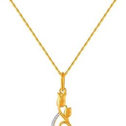 p.c. chandra jewellers 14k (585) Yellow Gold and American Diamond Pendant for Women-picture-20
