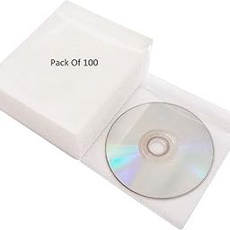 Shining Zon CD DVD Case Cover Organizer Records Soft Non-Woven Material Double-Sided Refill Plastic Storage Binders Disc Case (White) (Pack of 100)-image-9