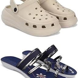 Premium Comfortable Regular Wear Women Clogs with Stylish Flats Fashion Sandal for Women's & Girls-Combo(2)-OO1-1945-7 Blue(COMBO(2)-OO1-1945-7_BZ)-image-20