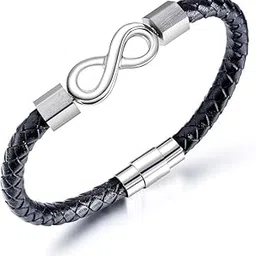 vien Mens Bracelet Braided Leather with Stainless Steel Magnetic Clasp Men's Stylish Fashion Leather Bracelet-picture-31