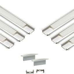 Abaj Lighting (18x6mm) LED Strip Lights 1Meter Aluminium Rectangular Conciled Profile Light Channels with Diffused Cover, End Caps and Mounting Clips Without LED Straight Linear (Pack of 6)-picture-30